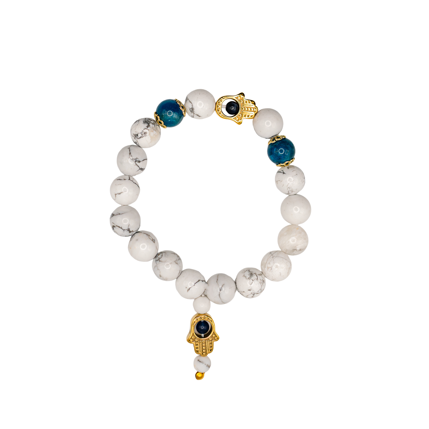 Howlite Apatite Hamsa Bracelet