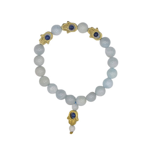 Aquamarine Hamsa Bracelet