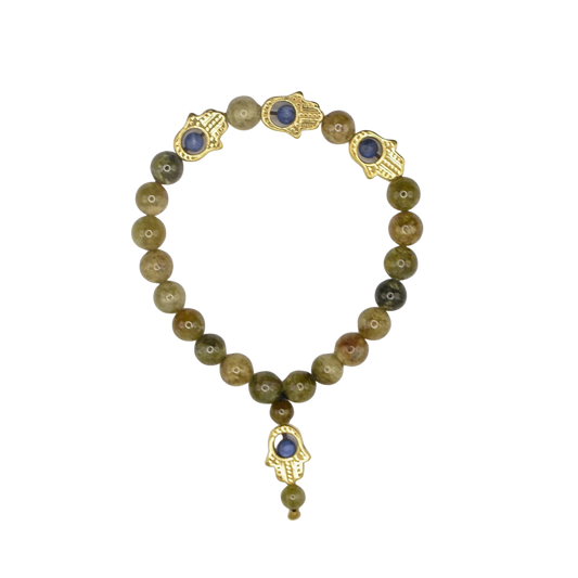 Garnet Hamsa Bracelet