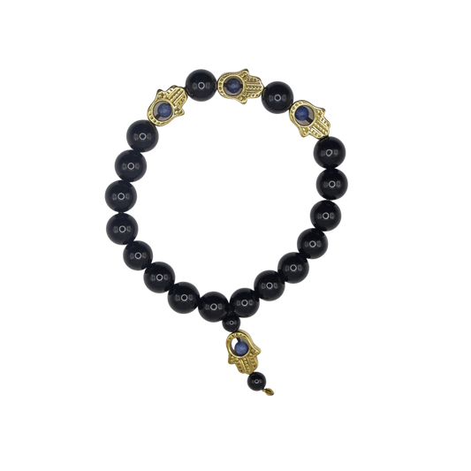 Golden Obsidian Hamsa Bracelet