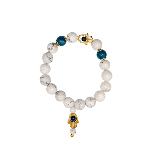 Howlite Apatite Hamsa Bracelet