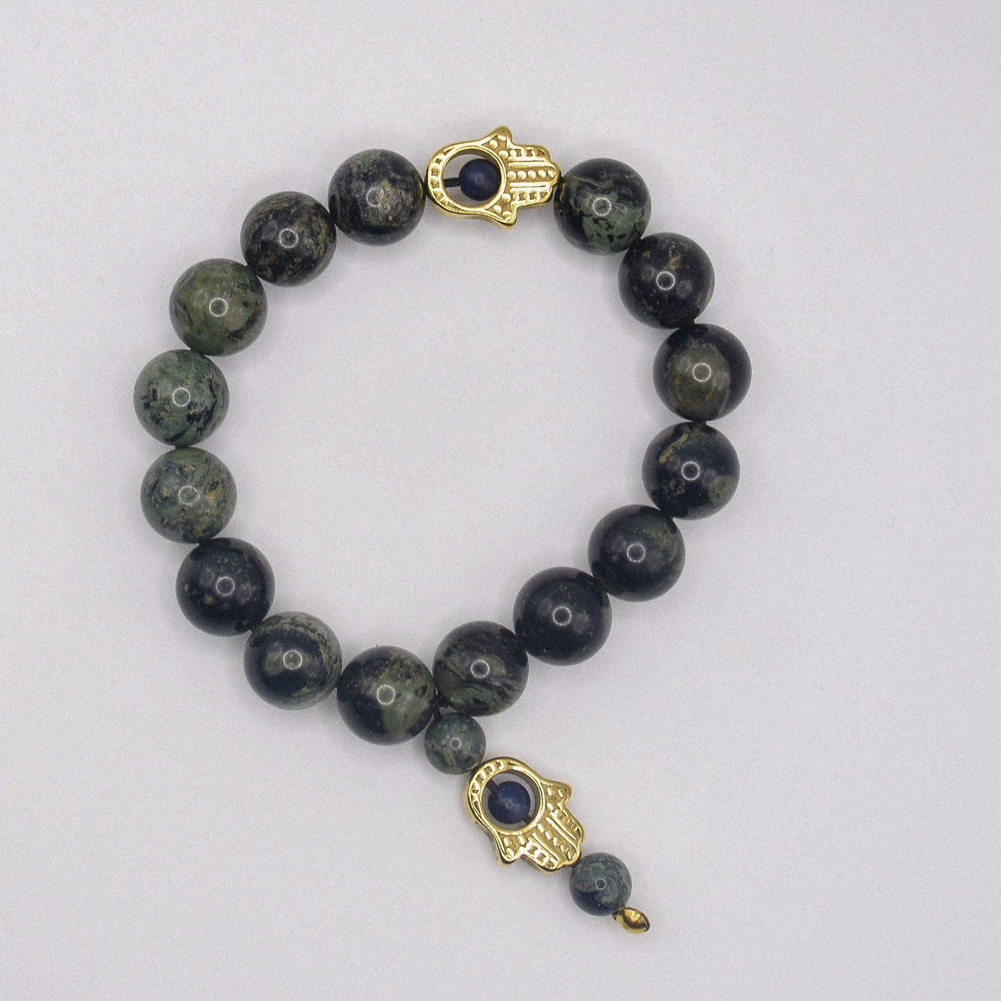 Jasper Kambaba Hamsa Bracelet