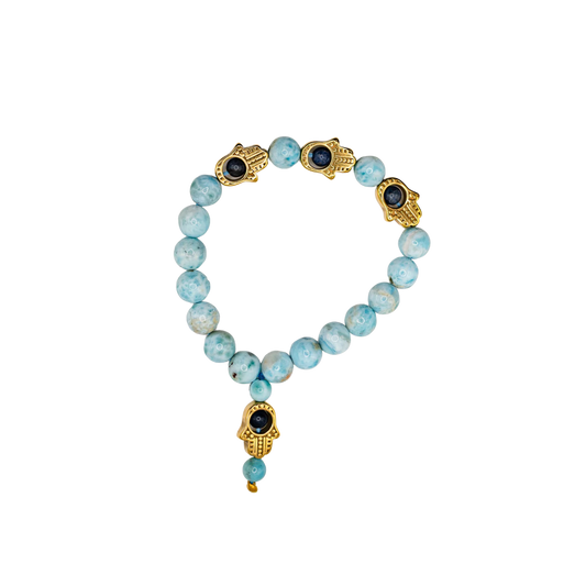 Larimar Hamsa Bracelet
