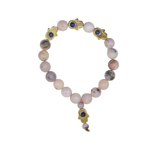 Pink Opal Hamsa Bracelet