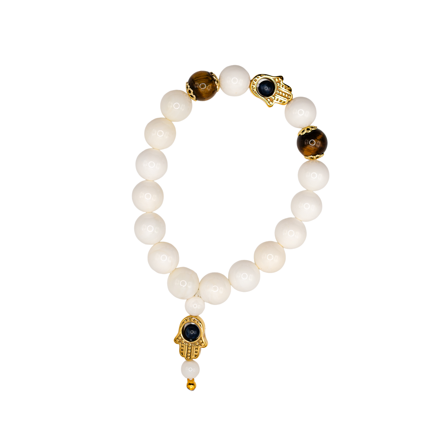Sea Shell Tiger's Eye Hamsa Bracelet