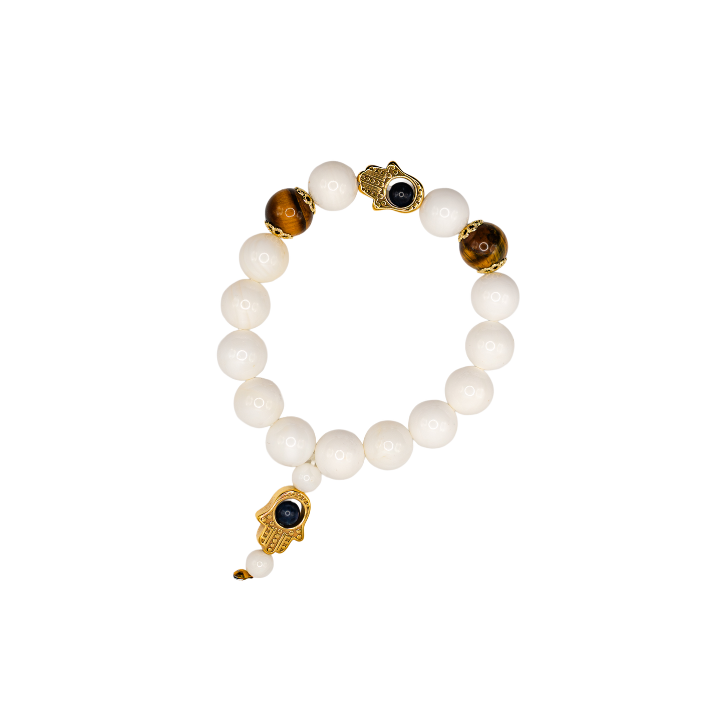 Sea Shell Tiger's Eye Hamsa Bracelet