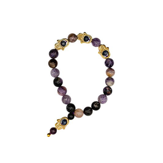 Tourmaline Hamsa Bracelet (Purple-Toned)